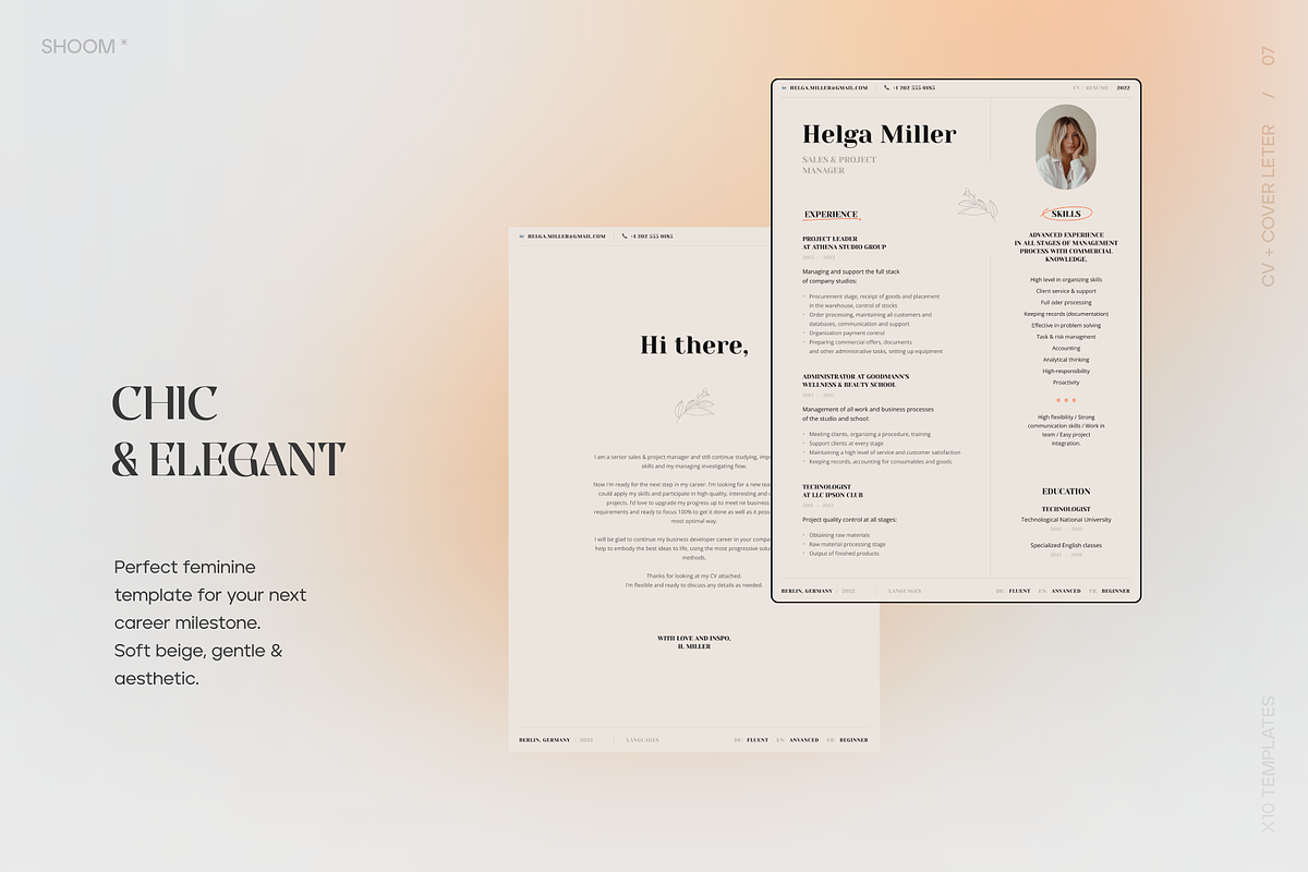 Modern Resume Bundle: 10 PRO Themes, a Resume Template by SHOOM HOUSE (Photo 8 of 13)