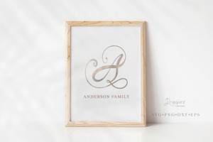 Fancy Script Monogram Svg Cut 107