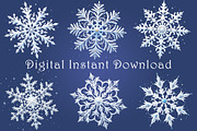 Christmas Snowflake Clipart - 30 png, a Seasonal Illustration by GalaDesign03 (Thumbnail 3 of 7)