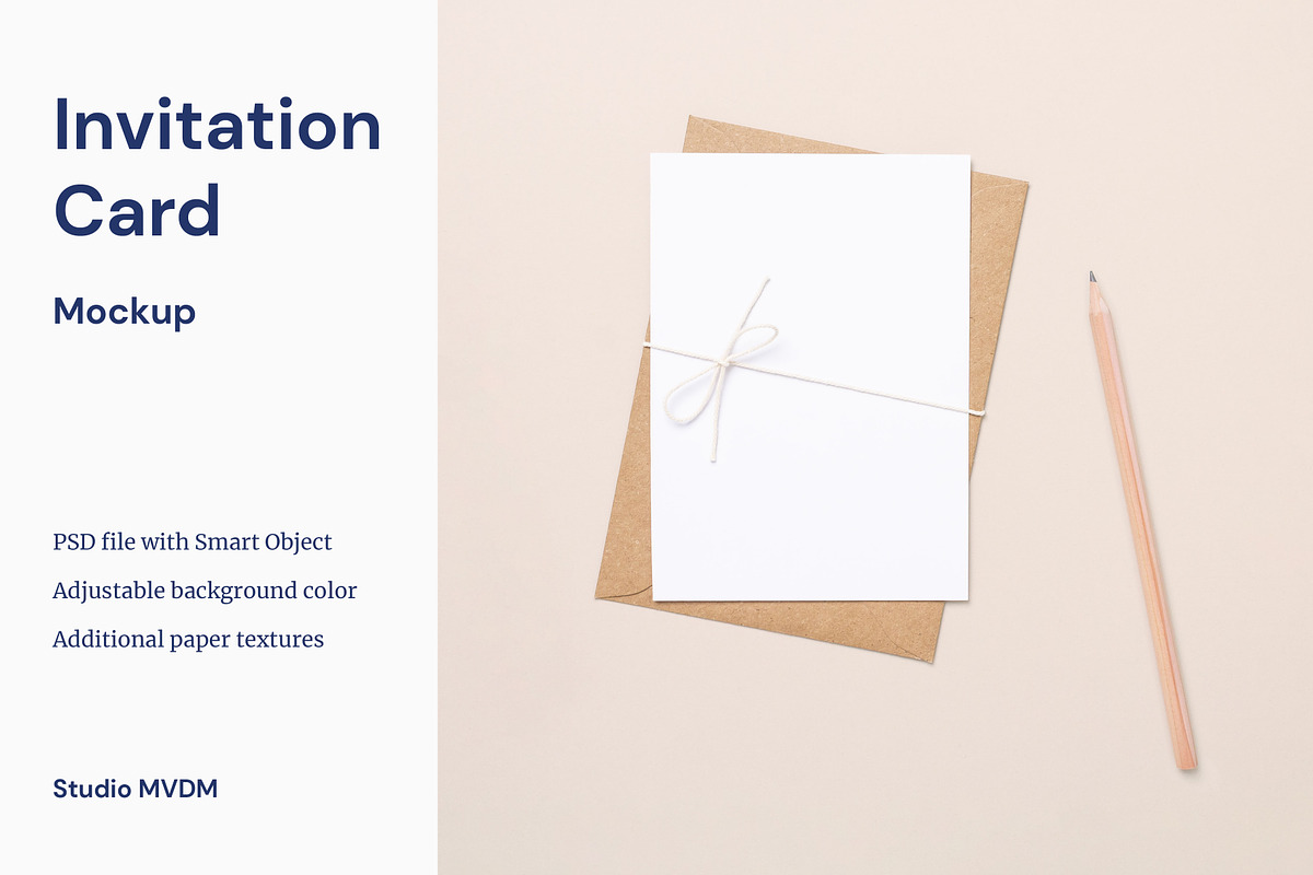 Invitation Card with Envelope Mockup, a Print Template by Studio MVDM (Photo 1 of 8)