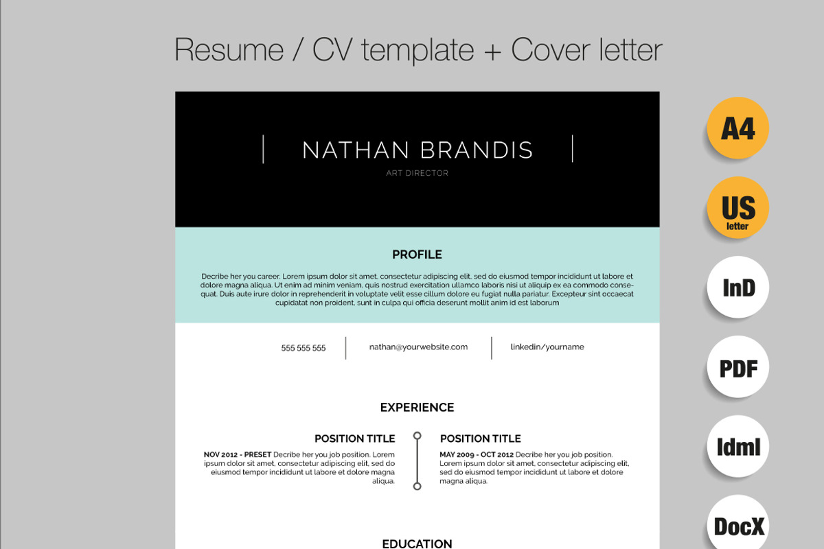 Resume / CV / Cover letter pack, a Resume Template by Lin´s