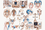 Zodiac Sign Clipart Set Celestial, a Person Illustration by GlamArtZhanna (Thumbnail 3 of 8)