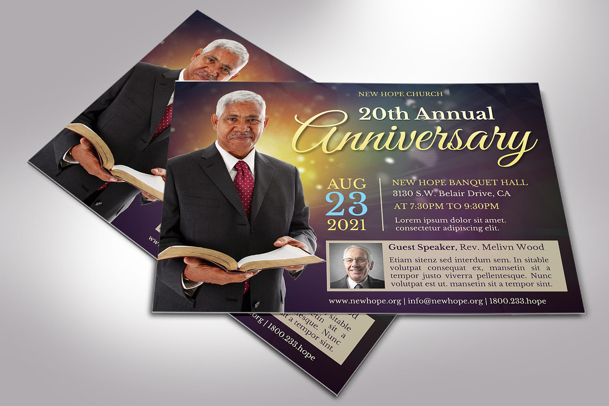 Starlight Pastor Anniversary Flyer, a Flyer Template by Four C Graphic (Photo 3 of 9)