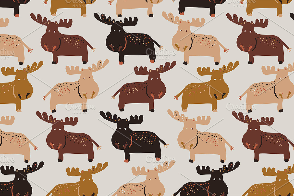 Forest dwellers - funny elks, a Pattern Graphic by Tanna.ART (Photo 4 of 7)