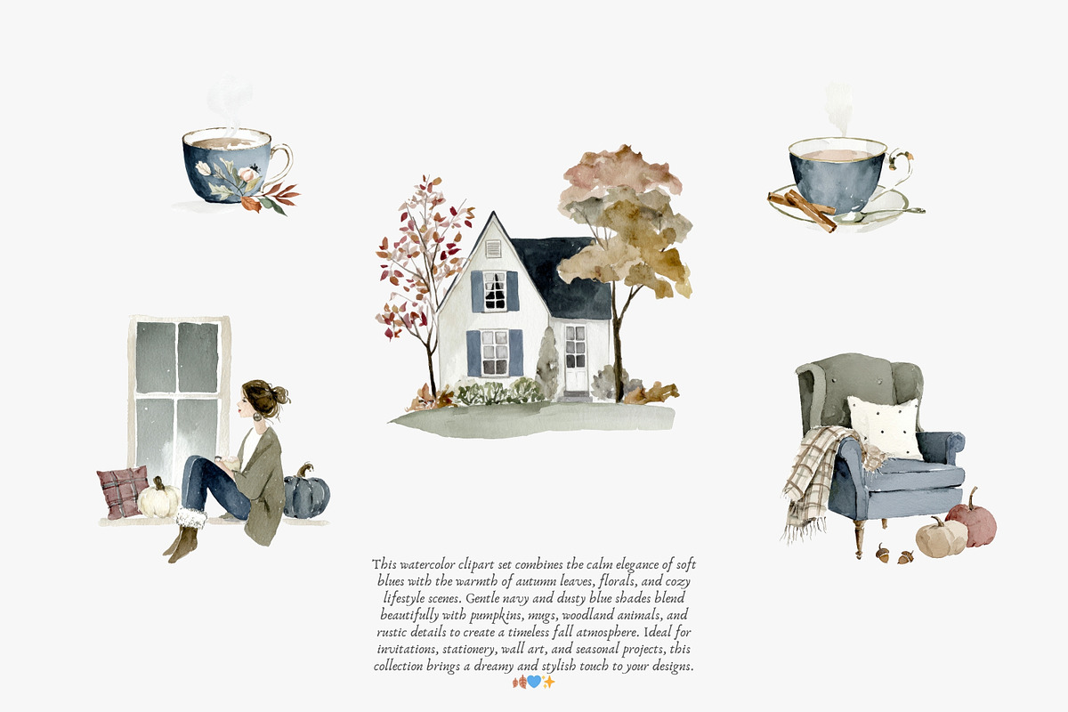 cozy autumn charm clipart set, a Decorative Illustration by Patishop Art (Photo 8 of 11)