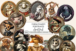 ANIMAL FARM PORTRAITS CLIPART PACK, an Animal Illustration by Daring Digies
