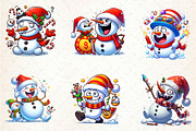 Watercolor funny Christmas Snowman C, an Illustration by CreationArt (Thumbnail 3 of 5)