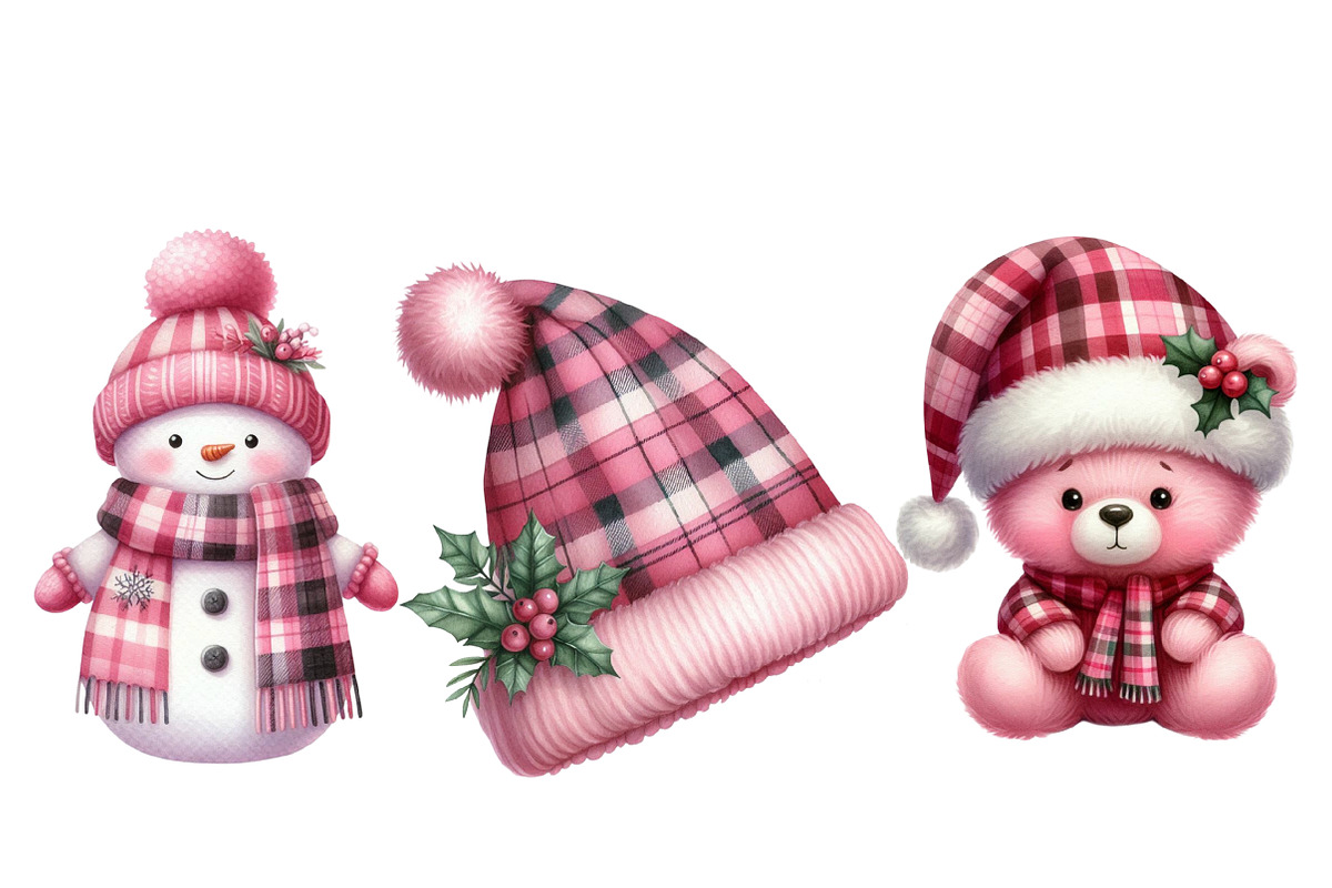 Pink Plaid Christmas Sublimation, an Illustration by Designworld (Photo 4 of 5)