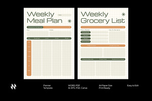 Modern Meal Planning Set, a Stationery Template by Neermana