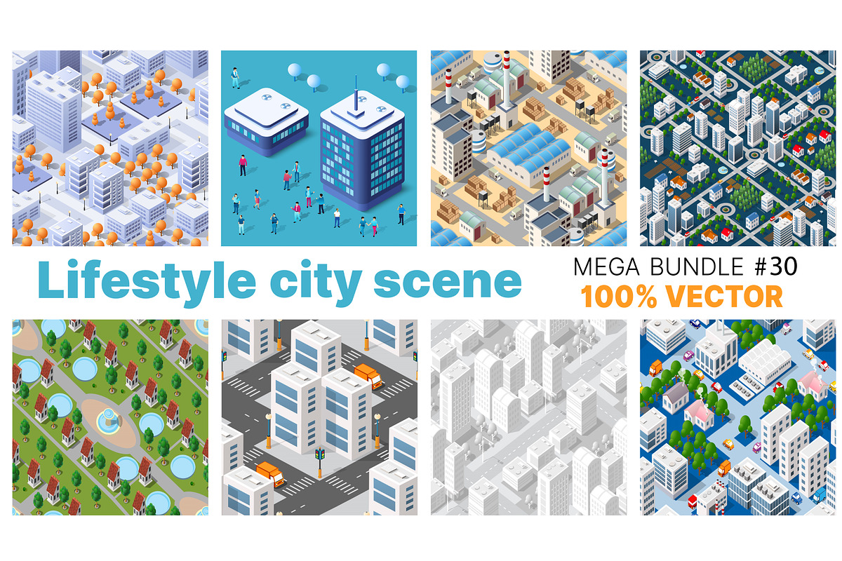 The city's lifestyle scene set 3D, a Person Illustration by AlexZeL (Photo 1 of 5)