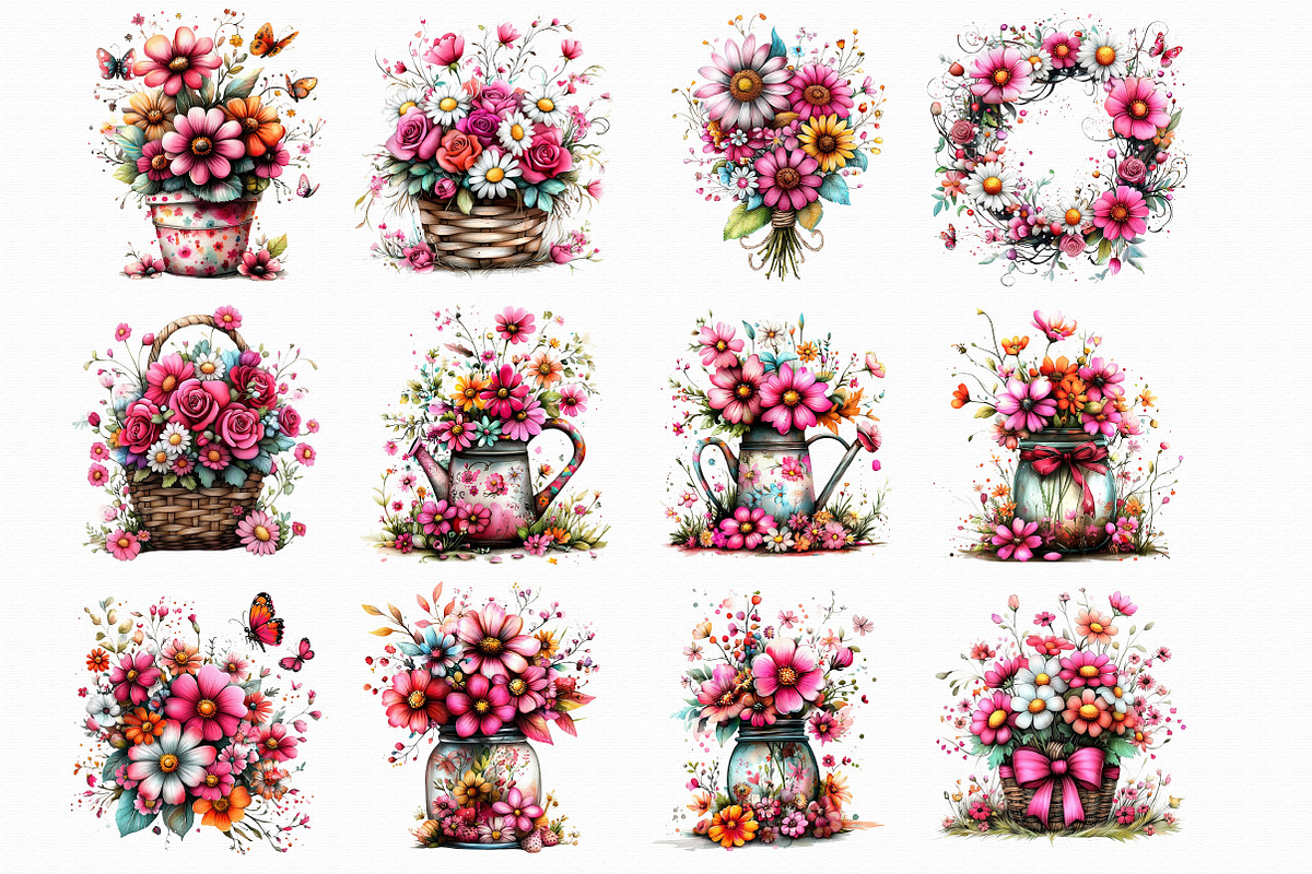 Whimsical Summer Flowers Clipart, an Illustration by Libby Wishes (Photo 5 of 6)