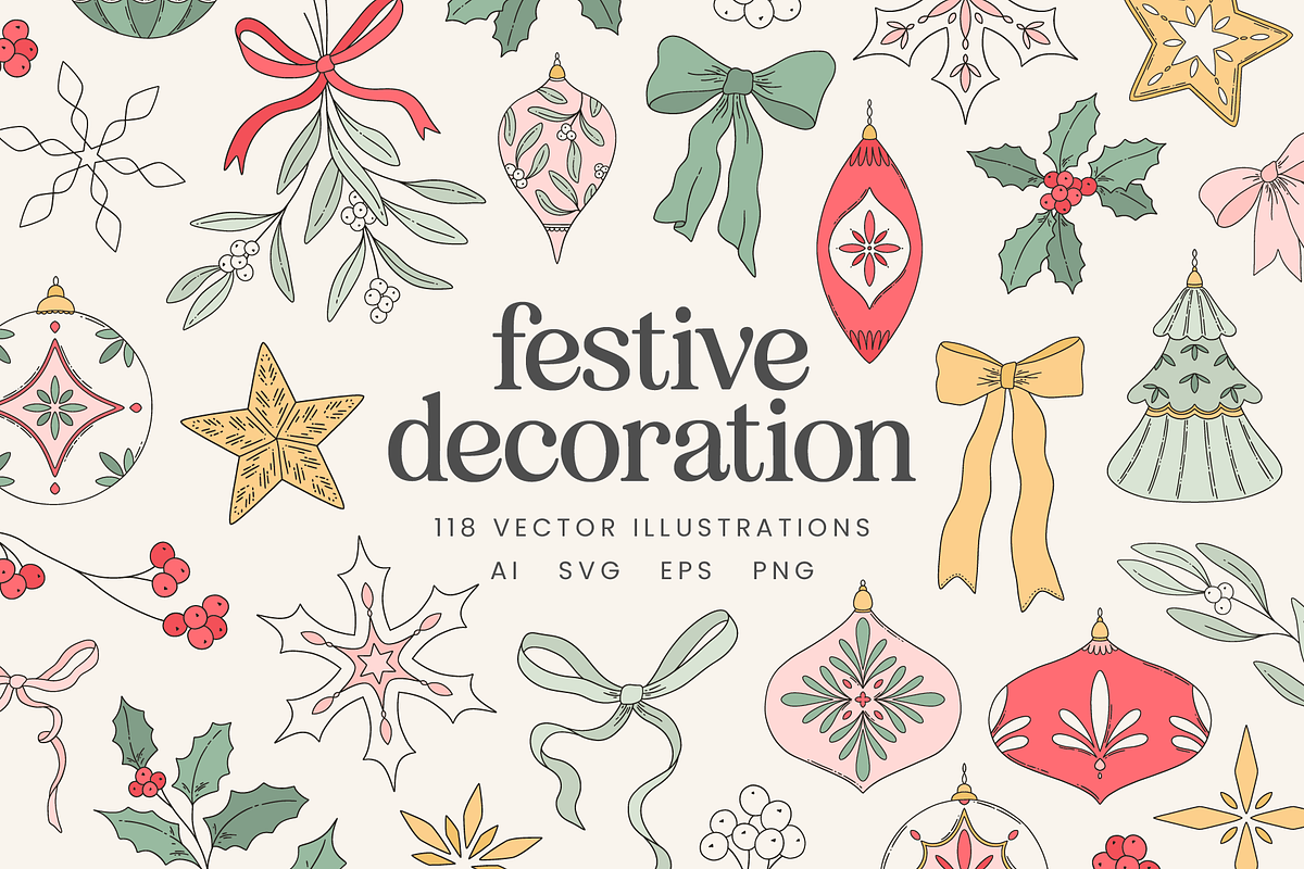 Festive Decor Vector Illustrations, a Decorative Illustration by Emma Webb Studio (Photo 1 of 10)