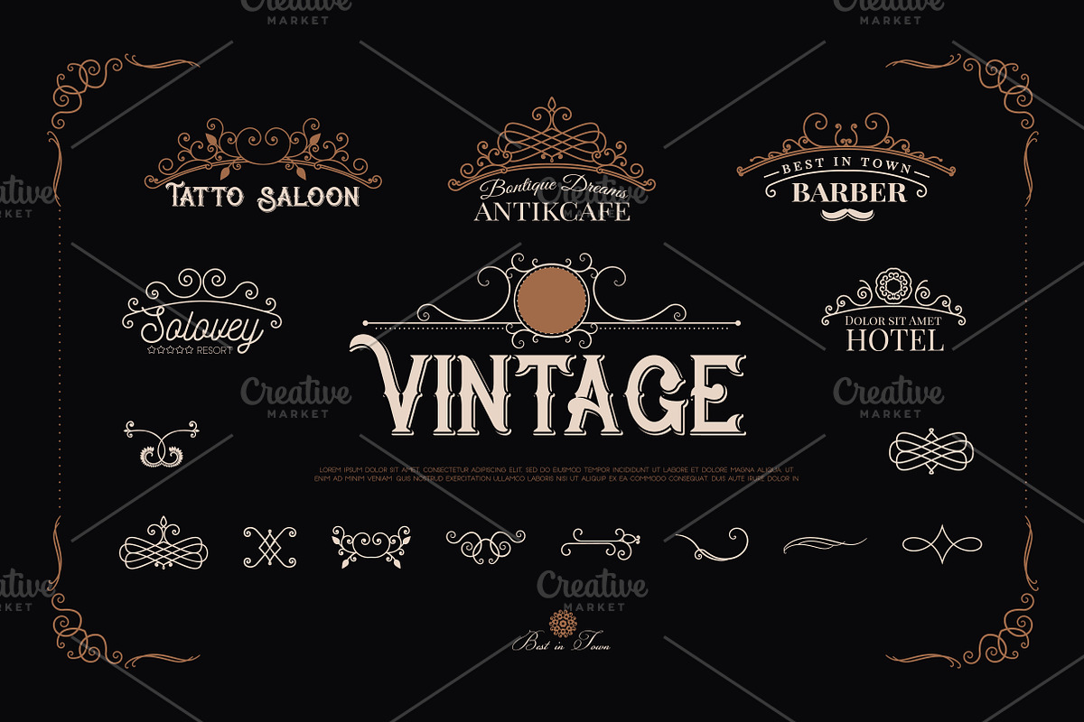 Set of Vintage Calligraphic Elements, a Graphic by Vintage Shop (Photo 1 of 3)