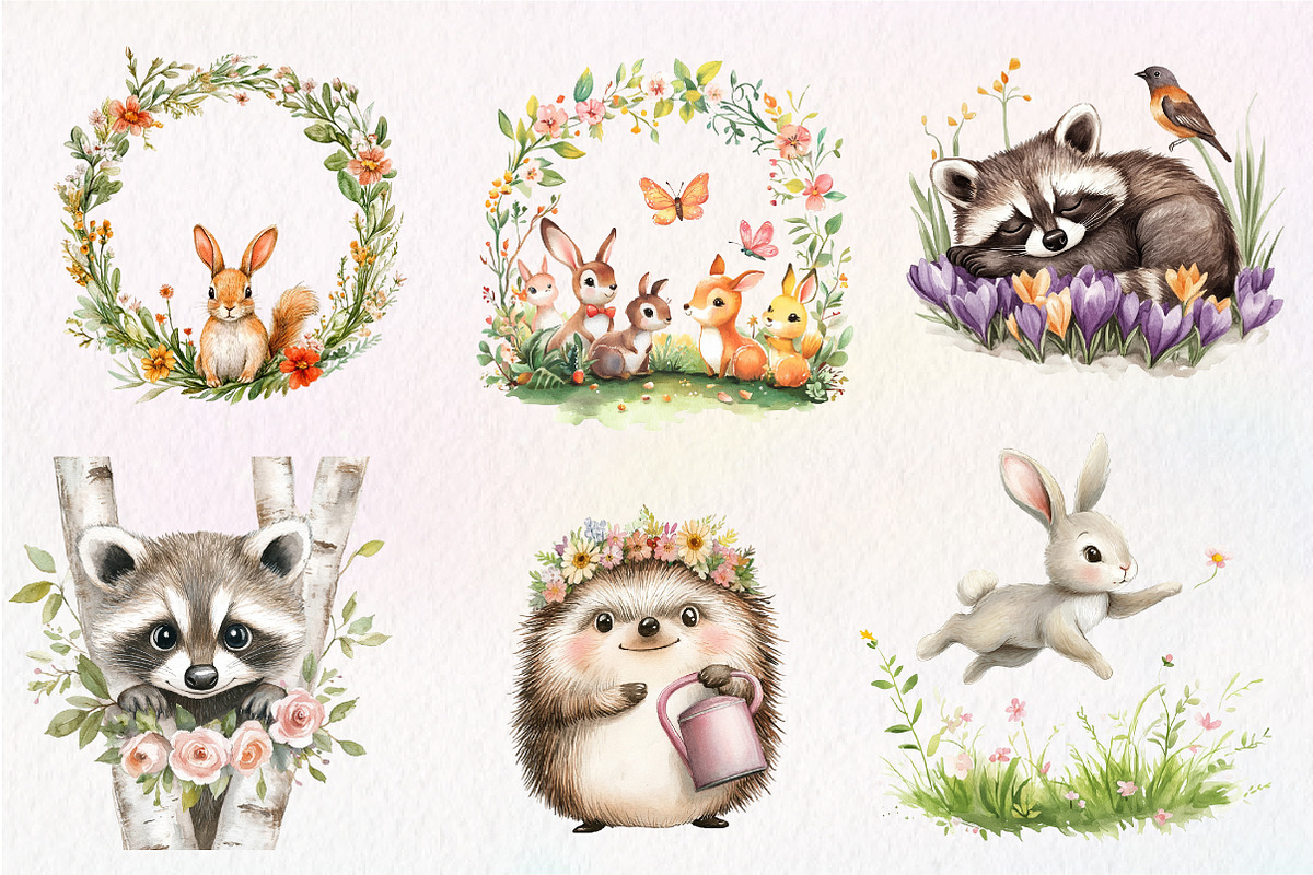 Forest Spring Woodland Animals, an Illustration by CreationArt (Photo 2 of 5)