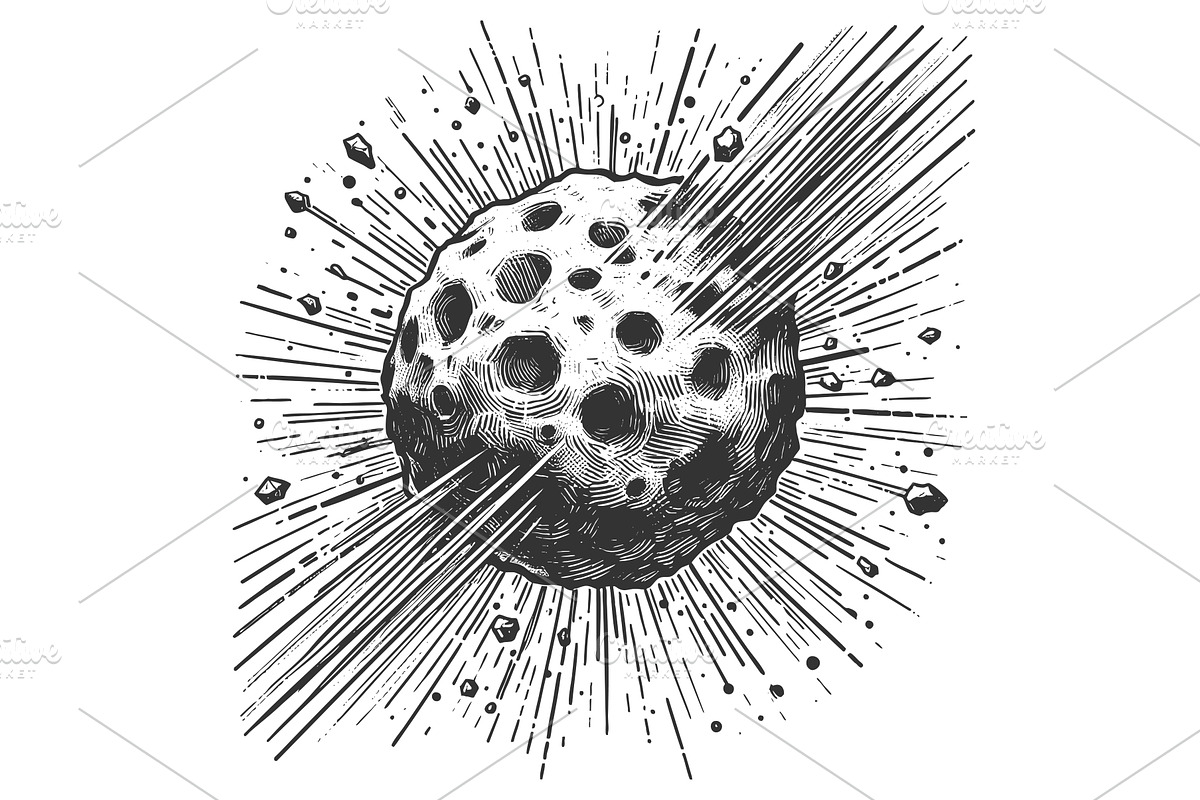 Asteroid Flying Through Outer Space, an Illustration by AlexArt