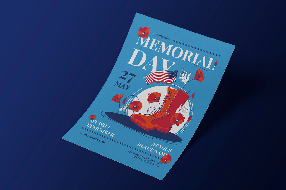 Blue Memorial Day Flyer, a Flyer Template by Neermana