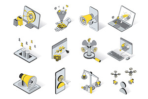 Marketing Isometric Icons