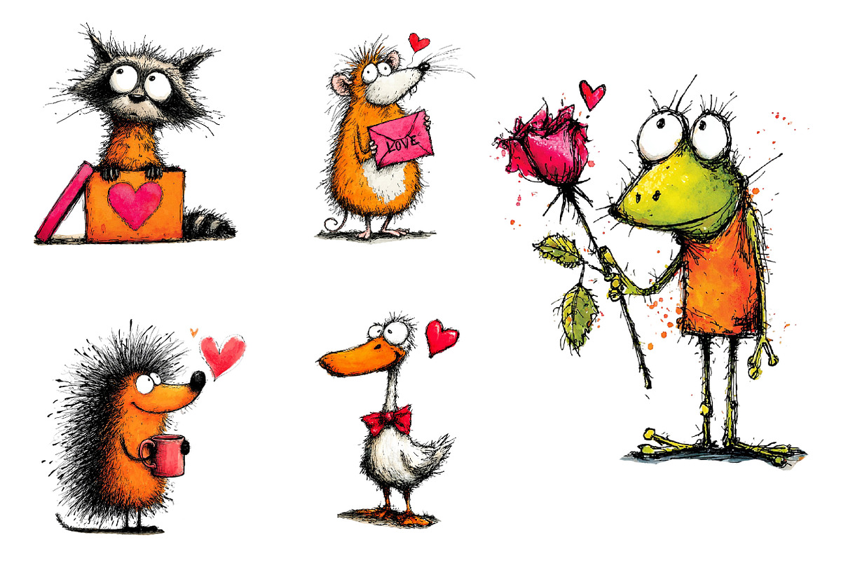 Quirky Valentine's Animals Clipart, an Illustration by Dream Creation (Photo 7 of 7)