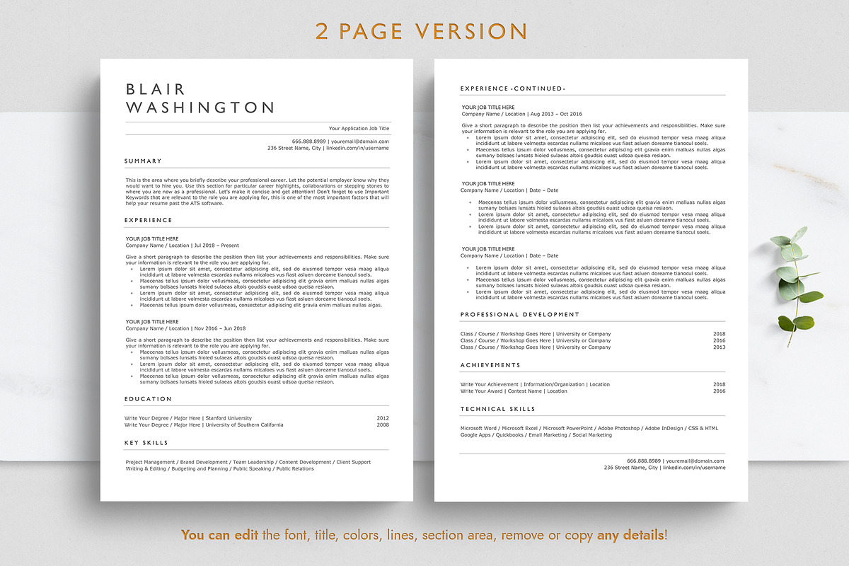 ATS Resume Template - BLAIR, a Resume Template by TheStandOutResume (Photo 3 of 7)