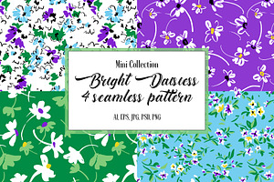 Simple daisies. Vector set 4 prints.