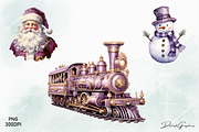 Purple Christmas Watercolor Clipart, a Decorative Illustration by danishgraphics (Thumbnail 3 of 9)