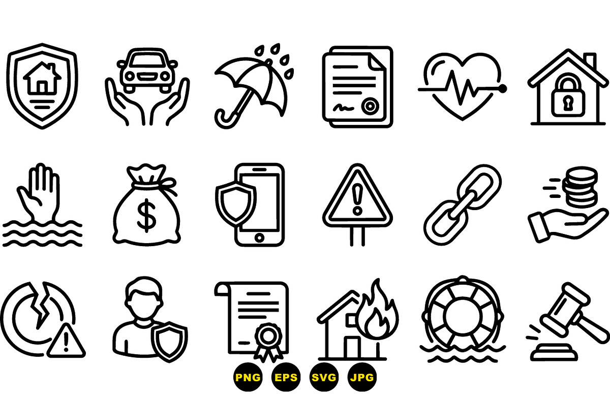 Insurance Protection Icon Set, an Illustration by designvectx (Photo 3 of 3)