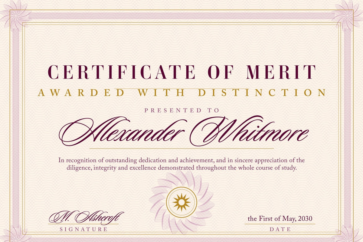 Burgundy Award Certificate Template, a Stationery Template by DesignerCandies (Photo 2 of 4)
