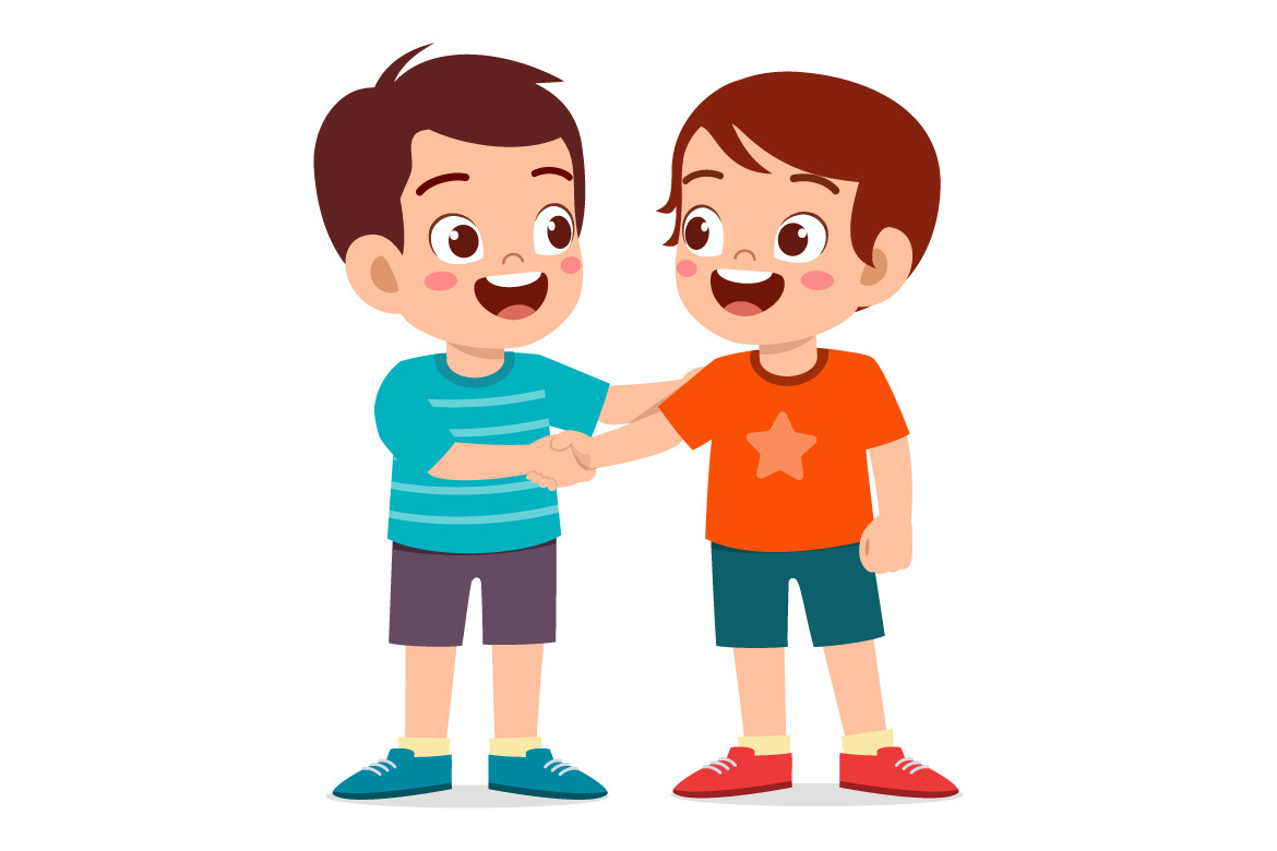 little kid do handshake with friend, a Person Illustration by Colorfuel ...