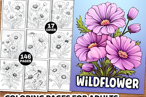 Wildflower Coloring Pages for Adults, a Decorative Illustration by Ink Gallery