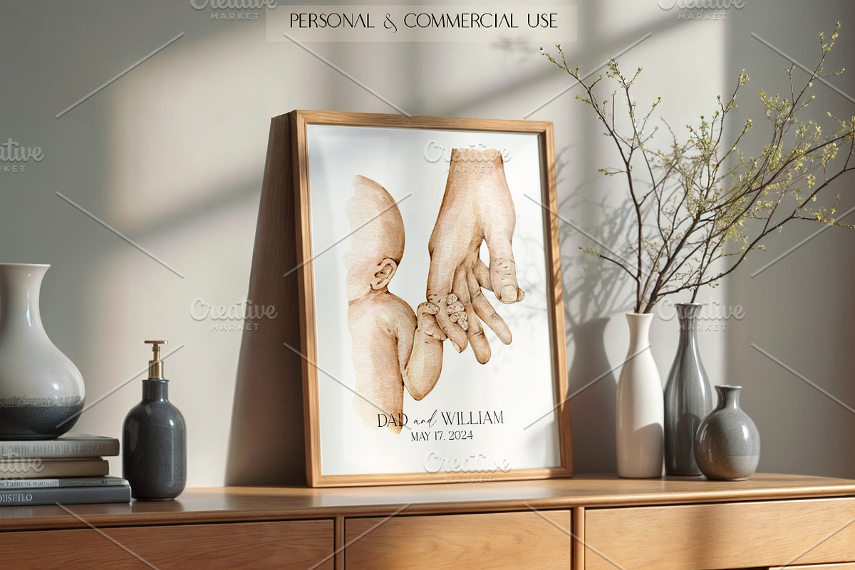 Father and Newborn | Holding Hands, an Illustration by EkaterinaViArt (Photo 5 of 5)