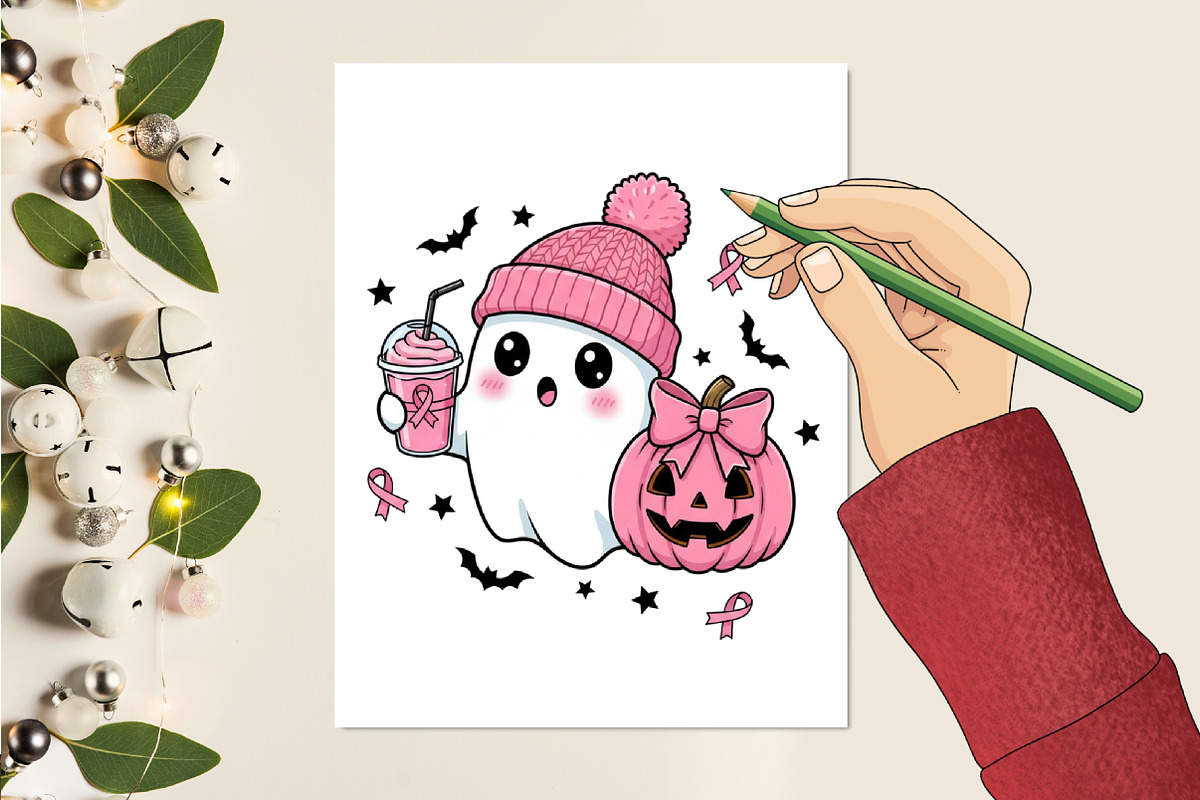 Spooky Ghost Breast Cancer Halloween, an Illustration by designcity5 (Photo 5 of 8)