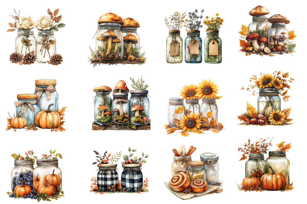 Fall Masons Jars Clipart, an Illustration by Designworld (Photo 2 of 5)
