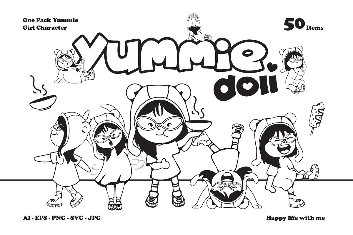 Cute Handrawn Girl Character, an Object Illustration by Invisual Studio (Photo 1 of 9)