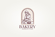 woman making bread line art logo, a Branding & Logo Template by Blazybone (Thumbnail 2 of 2)