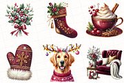 Elegant Burgundy Christmas Clipart, an Illustration by OK Design (Thumbnail 3 of 5)