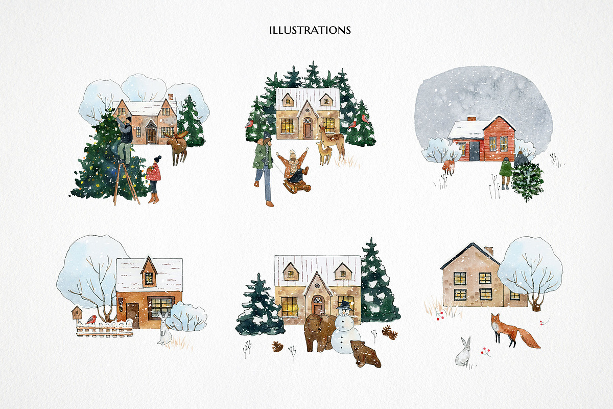 Watercolor winter wonderland bundle!, a Person Illustration by LyubovZaytseva (Photo 8 of 26)