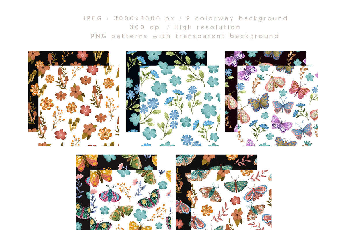 Flowery butterflies clipart set, an Animal Illustration by Yelloo Fish (Photo 8 of 14)