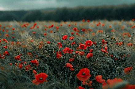 Red poppy flowers on field, a Nature Photo by AlyaAnd