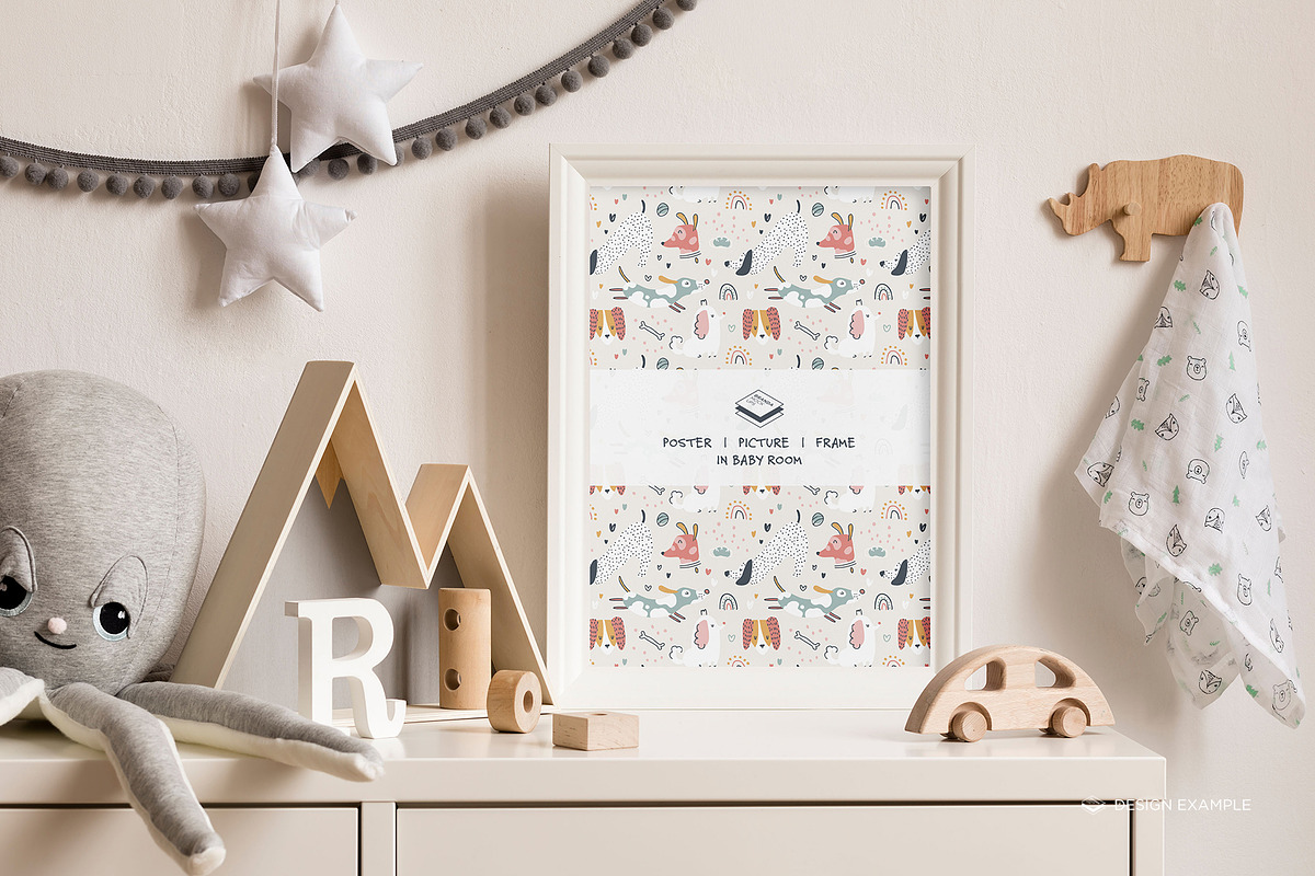 Portrait Frame in Baby Room Mock-up, a Print Template by Branda Keeps (Photo 22 of 30)