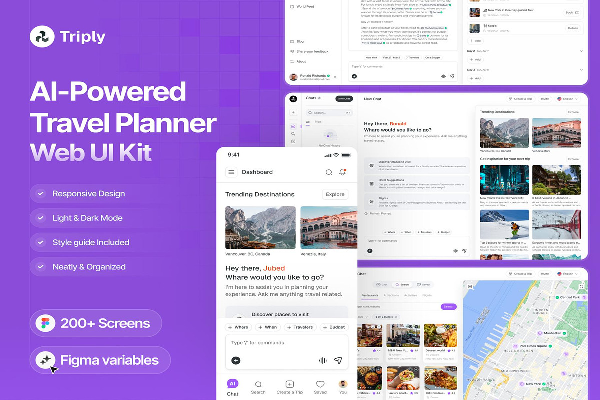 Triply - AI Travel Planner UI Kit, an UI Kit Template by Lumina_ui_ux202 (Photo 1 of 7)