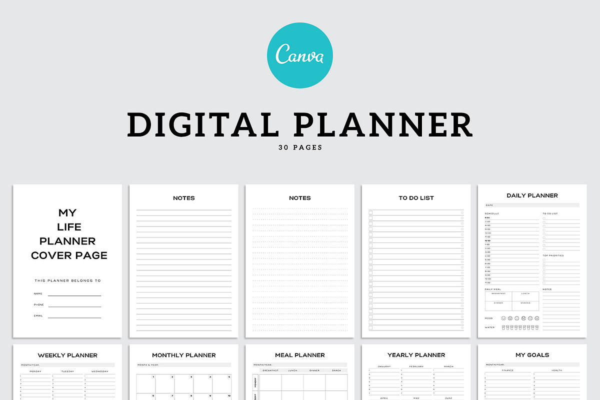 Canva Digital Planner Template, a Stationery Template by Amit Debnath (Photo 2 of 11)