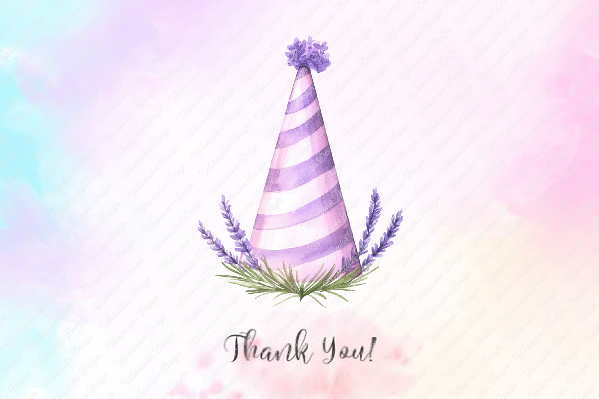 Lavender Floral Birthday Clipart, an Illustration by Watercolor design (Photo 10 of 11)