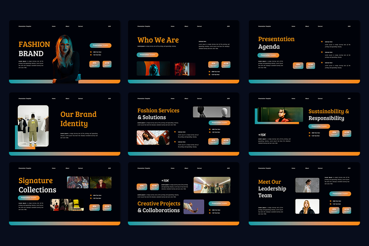 Fashion Brand Google Slides Template, a Presentation Template by QR Design Studio (Photo 2 of 3)