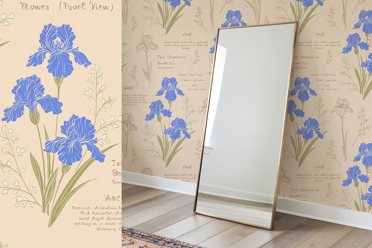 Vintage Blue Irises patterns, a Pattern Graphic by Carpet Tapete Pretzel (Photo 11 of 16)
