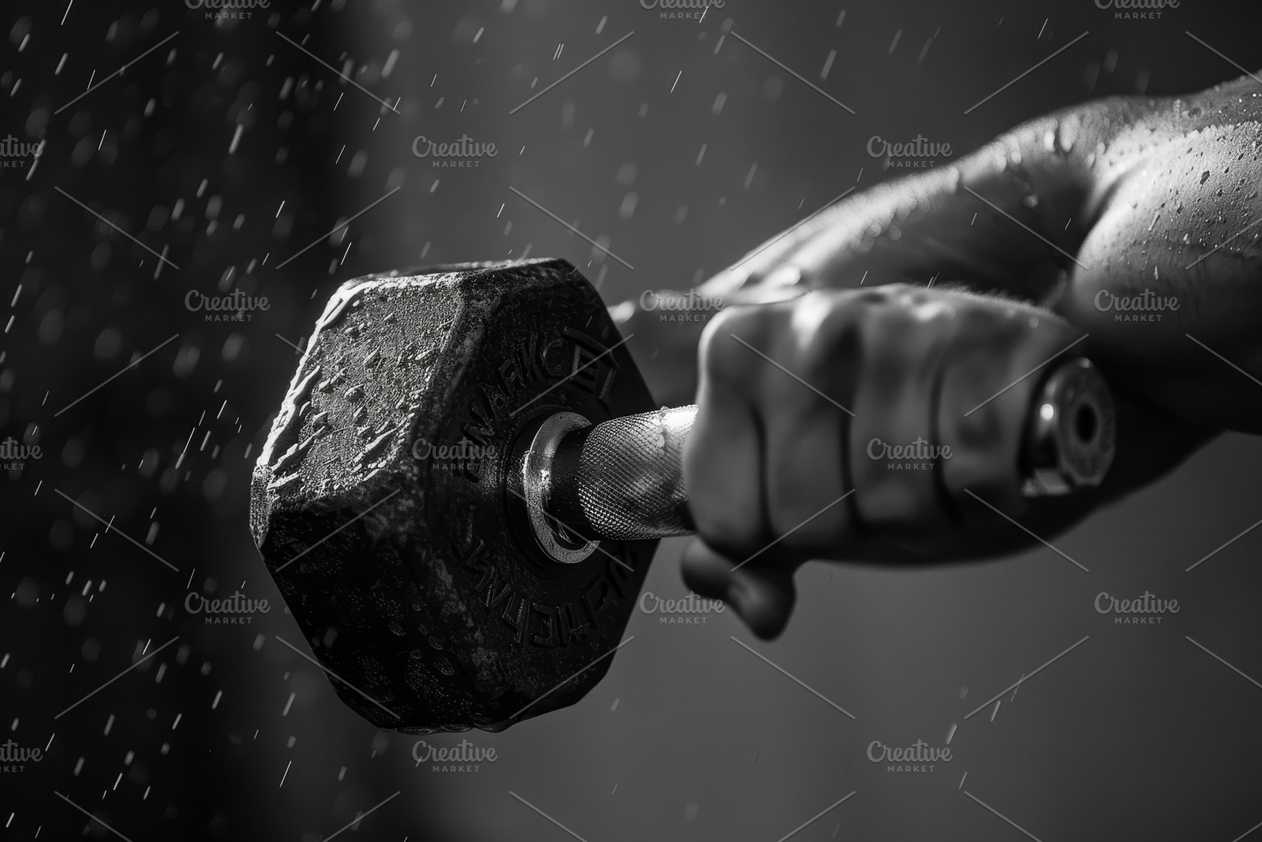 A man is lifting a dumbbell in a bla, a Photo by Iftikhar Alam