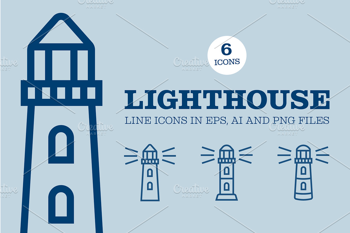 Set of lighthouse line icons, an Outline Icon by Type Twice (Photo 1 of 2)