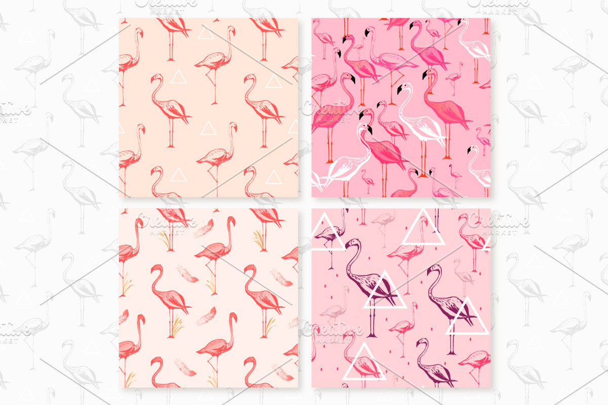 Flamingo seamless vector patterns, a Pattern Graphic by Artem Vorotnikov (Photo 5 of 6)