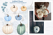 Blue Pumpkins Watercolor Clipart, a Food Illustration by BarvArt (Thumbnail 3 of 6)