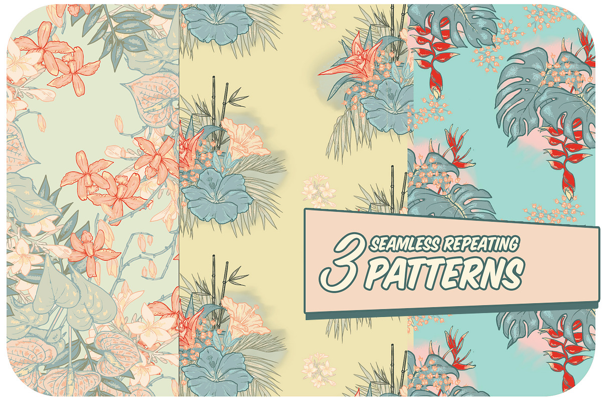 Vintage Tropical Floral Bundle, an Object Graphic by Phosphorus Design Co. (Photo 2 of 8)