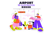 10 Airport Vector Illustration, a Transportation Illustration by denayunebgt (Thumbnail 1 of 4)